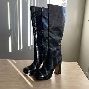 Circus NY Black Croc Tall Platform Boot
